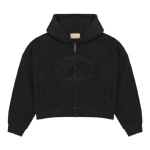 Black Patched Logo Zip Hoodie